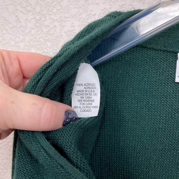Vintage Izod Green Acrylic USA Made Academia Preppy Knit Cardigan Men's Large - Picture 7 of 8